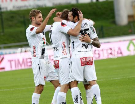 Fussball Bundesliga. RZ Pellets WAC gegen FC Admira Wacker Moedling. Torjubel  (WAC). Klagenfurt, am 27.9.2014.
Foto: Kuess

---
pressefotos, pressefotografie, kuess, qs, qspictures, sport, bild, bilder, bilddatenbank