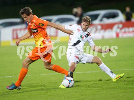 Fussball Bundesliga. RZ Pellets WAC gegen FC Admira Wacker Moedling. Manuel Weber, (WAC), Lukas Thuerauer (Admira). Klagenfurt, am 27.9.2014.
Foto: Kuess

---
pressefotos, pressefotografie, kuess, qs, qspictures, sport, bild, bilder, bilddatenbank