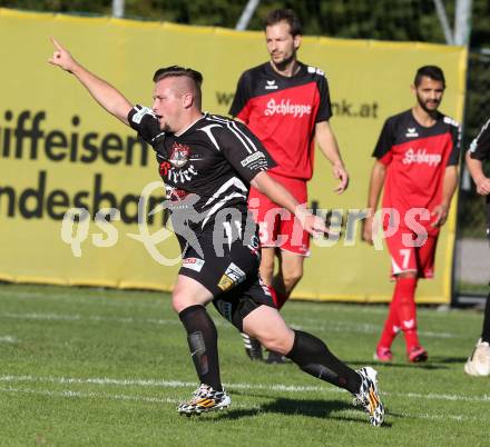 Fussball Unterliga Ost. Woelfnitz gegen Kraig. Torjubel Marco Messner (Kraig). Woelfnitz, am 27.9.2014.
Foto: Kuess
---
pressefotos, pressefotografie, kuess, qs, qspictures, sport, bild, bilder, bilddatenbank