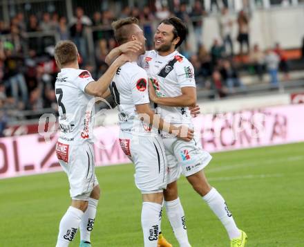 Fussball Bundesliga. RZ Pellets WAC gegen FC Admira Wacker Moedling. Torjubel Peter Zulj, Manuel Kerhe, Nemanja Rnic (WAC). Klagenfurt, am 27.9.2014.
Foto: Kuess

---
pressefotos, pressefotografie, kuess, qs, qspictures, sport, bild, bilder, bilddatenbank