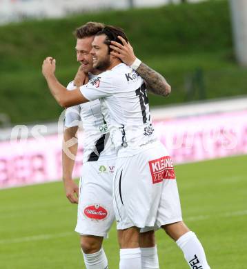 Fussball Bundesliga. RZ Pellets WAC gegen FC Admira Wacker Moedling. Torjubel Peter Zulj, Nemanja Rnic, (WAC). Klagenfurt, am 27.9.2014.
Foto: Kuess

---
pressefotos, pressefotografie, kuess, qs, qspictures, sport, bild, bilder, bilddatenbank