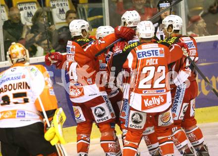 EBEL. Eishockey Bundesliga. KAC gegen Moser Medical Graz 99ers. torjubel  (KAC). Klagenfurt, am 28.9.2014.
Foto: Kuess 

---
pressefotos, pressefotografie, kuess, qs, qspictures, sport, bild, bilder, bilddatenbank