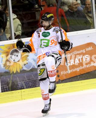 EBEL. Eishockey Bundesliga. KAC gegen Moser Medical Graz 99ers.  Torjubel Marek Zagrapan (Graz). Klagenfurt, am 28.9.2014.
Foto: Kuess 

---
pressefotos, pressefotografie, kuess, qs, qspictures, sport, bild, bilder, bilddatenbank