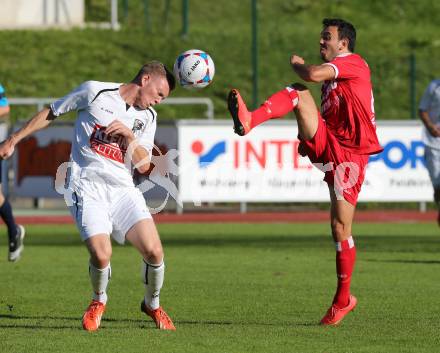 Fussball Regionalliga. RZ Pelets WAC Amateure gegen Vorwaerts Steyr.  Christoph Rabitsch,  (WAC), Attila Benjamin Varga (Steyr). Wolfsberg, am 28.9.2014.
Foto: Kuess
---
pressefotos, pressefotografie, kuess, qs, qspictures, sport, bild, bilder, bilddatenbank