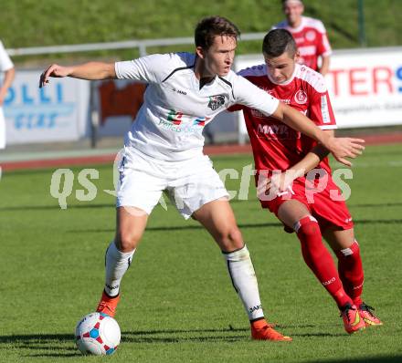 Fussball Regionalliga. RZ Pelets WAC Amateure gegen Vorwaerts Steyr.  Michael Otti, (WAC), Husein Balic  (Steyr). Wolfsberg, am 28.9.2014.
Foto: Kuess
---
pressefotos, pressefotografie, kuess, qs, qspictures, sport, bild, bilder, bilddatenbank