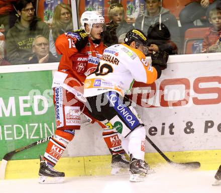 EBEL. Eishockey Bundesliga. KAC gegen Moser Medical Graz 99ers. Stephan Geier,  (KAC),Petri Lammassaari  (Graz). Klagenfurt, am 28.9.2014.
Foto: Kuess 

---
pressefotos, pressefotografie, kuess, qs, qspictures, sport, bild, bilder, bilddatenbank