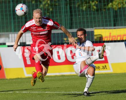 Fussball Regionalliga. RZ Pelets WAC Amateure gegen Vorwaerts Steyr.  Gernot Messner,  (WAC), David Peham (Steyr). Wolfsberg, am 28.9.2014.
Foto: Kuess
---
pressefotos, pressefotografie, kuess, qs, qspictures, sport, bild, bilder, bilddatenbank