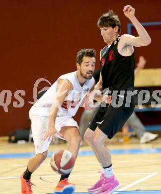 Basketball 2. Bundesliga. Woerthersee Piraten gegen Mistelbach Mustangs. Alexander Ey, (Piraten), Michael Diesner  (Mustangs). Klagenfurt, am 4.10.2014.
Foto: Kuess
---
pressefotos, pressefotografie, kuess, qs, qspictures, sport, bild, bilder, bilddatenbank