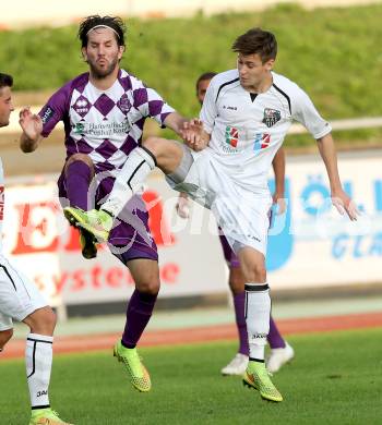 Fussball Regionalliga. RZ Pellets WAC Amateure gegen SK Austria Klagenfurt. Sandro Widni,  (WAC), Sandro Zakany (Austria Klagenfurt). Wolfsberg, am 5.10.2014.
Foto: Kuess
---
pressefotos, pressefotografie, kuess, qs, qspictures, sport, bild, bilder, bilddatenbank