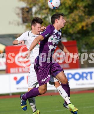 Fussball Regionalliga. RZ Pellets WAC Amateure gegen SK Austria Klagenfurt. Sandro Widni,  (WAC), Bernd Kager (Austria Klagenfurt). Wolfsberg, am 5.10.2014.
Foto: Kuess
---
pressefotos, pressefotografie, kuess, qs, qspictures, sport, bild, bilder, bilddatenbank