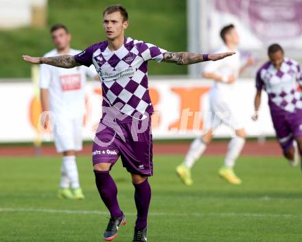 Fussball Regionalliga. RZ Pellets WAC Amateure gegen SK Austria Klagenfurt. Torjubel Rajko Rep (Austria Klagenfurt). Wolfsberg, am 5.10.2014.
Foto: Kuess
---
pressefotos, pressefotografie, kuess, qs, qspictures, sport, bild, bilder, bilddatenbank