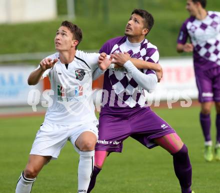 Fussball Regionalliga. RZ Pellets WAC Amateure gegen SK Austria Klagenfurt. Michael Otti,  (WAC), Marko Dusak (Austria Klagenfurt). Wolfsberg, am 5.10.2014.
Foto: Kuess
---
pressefotos, pressefotografie, kuess, qs, qspictures, sport, bild, bilder, bilddatenbank