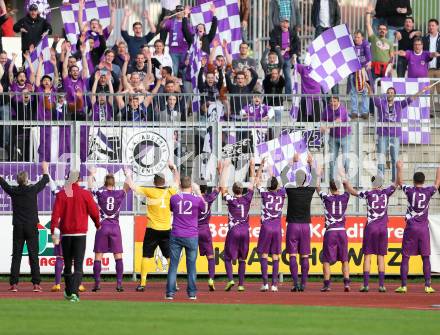 Fussball Regionalliga. RZ Pellets WAC Amateure gegen SK Austria Klagenfurt. Jubel  (Austria Klagenfurt). Wolfsberg, am 5.10.2014.
Foto: Kuess
---
pressefotos, pressefotografie, kuess, qs, qspictures, sport, bild, bilder, bilddatenbank