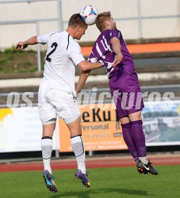 Fussball Regionalliga. RZ Pellets WAC Amateure gegen SK Austria Klagenfurt. Daniel Drescher, (WAC),  Armend Spreco (Austria Klagenfurt). Wolfsberg, am 5.10.2014.
Foto: Kuess
---
pressefotos, pressefotografie, kuess, qs, qspictures, sport, bild, bilder, bilddatenbank