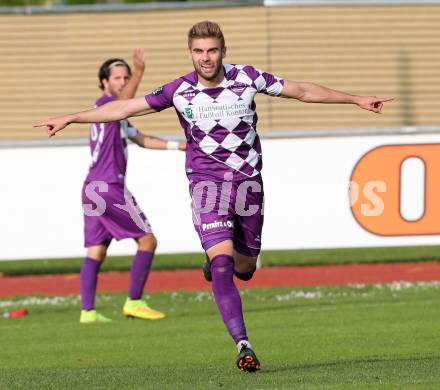 Fussball Regionalliga. RZ Pellets WAC Amateure gegen SK Austria Klagenfurt. Torjubel Armend Spreco (Austria Klagenfurt). Wolfsberg, am 5.10.2014.
Foto: Kuess
---
pressefotos, pressefotografie, kuess, qs, qspictures, sport, bild, bilder, bilddatenbank