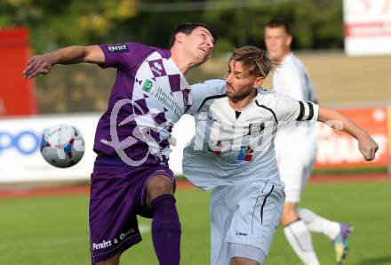 Fussball Regionalliga. RZ Pellets WAC Amateure gegen SK Austria Klagenfurt. Christoph Cemernjak,  (WAC), Bernd Kager (Austria Klagenfurt). Wolfsberg, am 5.10.2014.
Foto: Kuess
---
pressefotos, pressefotografie, kuess, qs, qspictures, sport, bild, bilder, bilddatenbank