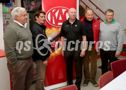 EBEL. Eishockey Bundesliga. Pressekonferenz KAC. Hellmuth Reichel, Oliver Pilloni, Trainer Doug Mason, Willibald Schasche, Johannes Schwaiger. Klagenfurt, am 7.10.2014.
Foto: Kuess
---
pressefotos, pressefotografie, kuess, qs, qspictures, sport, bild, bilder, bilddatenbank