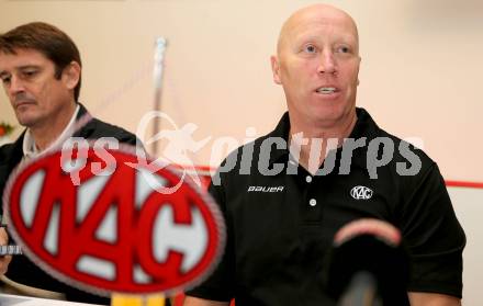 EBEL. Eishockey Bundesliga. Pressekonferenz KAC. Oliver Pilloni, Trainer Doug Mason. Klagenfurt, am 7.10.2014.
Foto: Kuess
---
pressefotos, pressefotografie, kuess, qs, qspictures, sport, bild, bilder, bilddatenbank