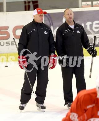 EBEL. Eishockey Bundesliga. Training KAC. Trainer Doug Mason, Co-Trainer Ryan Foster. Klagenfurt, am 7.10.2014.
Foto: Kuess
---
pressefotos, pressefotografie, kuess, qs, qspictures, sport, bild, bilder, bilddatenbank