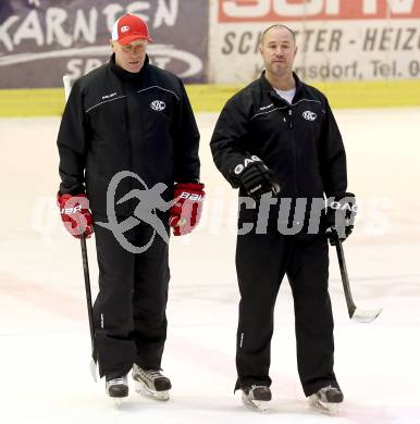 EBEL. Eishockey Bundesliga. Training KAC. Trainer Doug Mason, Co-Trainer Ryan Foster. Klagenfurt, am 7.10.2014.
Foto: Kuess
---
pressefotos, pressefotografie, kuess, qs, qspictures, sport, bild, bilder, bilddatenbank