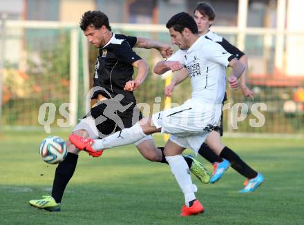 Fussball. 1. Klasse B2. Fuernitz gegen Keutschach. Daniel Heber, (Fuernitz), Manuel Moser  (Keutschach).  Fuernitz, 4.10.2014.
Foto: Kuess
---
pressefotos, pressefotografie, kuess, qs, qspictures, sport, bild, bilder, bilddatenbank