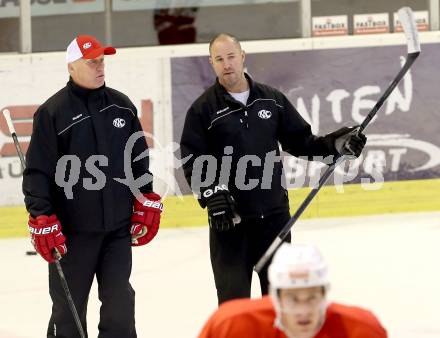 EBEL. Eishockey Bundesliga. Training KAC. Trainer Doug Mason, Co-Trainer Ryan Foster. Klagenfurt, am 7.10.2014.
Foto: Kuess
---
pressefotos, pressefotografie, kuess, qs, qspictures, sport, bild, bilder, bilddatenbank