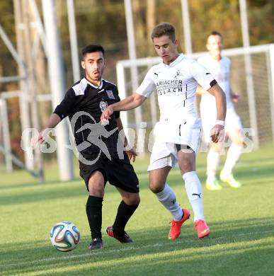 Fussball. 1. Klasse B2. Fuernitz gegen Keutschach. Moritz Oitzinger (Fuernitz), Fatih Tenekeci (Keutschach).  Fuernitz, 4.10.2014.
Foto: Kuess
---
pressefotos, pressefotografie, kuess, qs, qspictures, sport, bild, bilder, bilddatenbank