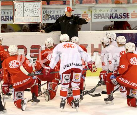 EBEL. Eishockey Bundesliga. Training KAC. Trainer Doug Mason. Klagenfurt, am 7.10.2014.
Foto: Kuess
---
pressefotos, pressefotografie, kuess, qs, qspictures, sport, bild, bilder, bilddatenbank