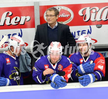 Eishockey. Champions Hockey League VSV gegen Froelunda Gothenburg. Trainer Hannu Jaervenpaeae(VSV). Villach, 7.10.2014.
Foto: Kuess 
---
pressefotos, pressefotografie, kuess, qs, qspictures, sport, bild, bilder, bilddatenbank