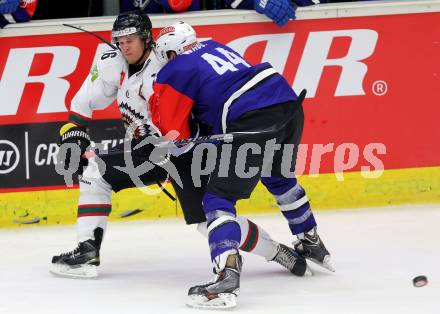 Eishockey. Champions Hockey League VSV gegen Froelunda Gothenburg. Geoff Waugh #44, (VSV), Anton Axelsson #16  (Froelunda Gothenburg). Villach, 7.10.2014.
Foto: Kuess 
---
pressefotos, pressefotografie, kuess, qs, qspictures, sport, bild, bilder, bilddatenbank