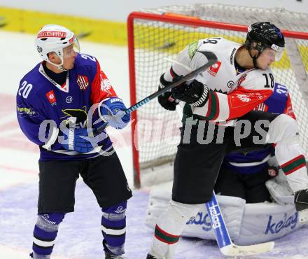 Eishockey. Champions Hockey League VSV gegen Froelunda Gothenburg. Nico Brunner #20,  (VSV), Anton Blidh #18 (Froelunda Gothenburg). Villach, 7.10.2014.
Foto: Kuess 
---
pressefotos, pressefotografie, kuess, qs, qspictures, sport, bild, bilder, bilddatenbank