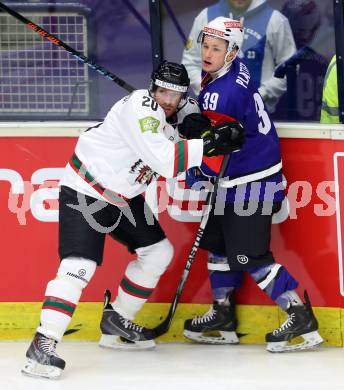 Eishockey. Champions Hockey League VSV gegen Froelunda Gothenburg. Patrick Platzer #39,  (VSV), Joel Lundquist #20 (Froelunda Gothenburg). Villach, 7.10.2014.
Foto: Kuess 
---
pressefotos, pressefotografie, kuess, qs, qspictures, sport, bild, bilder, bilddatenbank