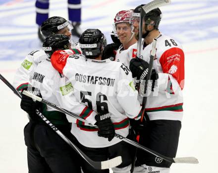 Eishockey. Champions Hockey League VSV gegen Froelunda Gothenburg. Torjubel  (Froelunda Gothenburg). Villach, 7.10.2014.
Foto: Kuess 
---
pressefotos, pressefotografie, kuess, qs, qspictures, sport, bild, bilder, bilddatenbank