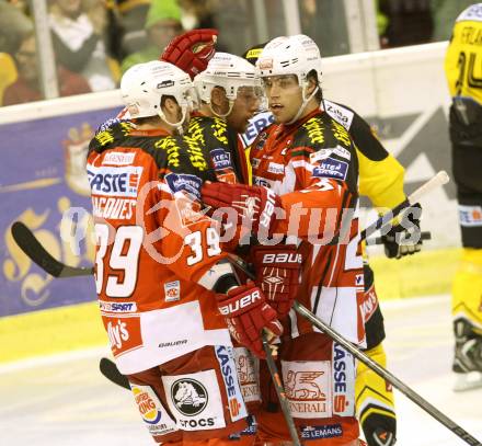 EBEL. Eishockey Bundesliga. KAC gegen UPC Vienna Capitals. Torjubel  (KAC). Klagenfurt, am 10.10.2014.
Foto: Kuess 

---
pressefotos, pressefotografie, kuess, qs, qspictures, sport, bild, bilder, bilddatenbank