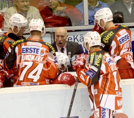 EBEL. Eishockey Bundesliga. KAC gegen UPC Vienna Capitals.  Trainer Doug Mason (KAC). Klagenfurt, am 10.10.2014.
Foto: Kuess 

---
pressefotos, pressefotografie, kuess, qs, qspictures, sport, bild, bilder, bilddatenbank