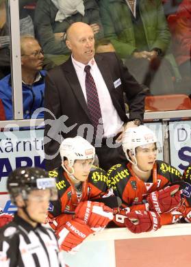 EBEL. Eishockey Bundesliga. KAC gegen UPC Vienna Capitals. Trainer Doug Mason (KAC). Klagenfurt, am 10.10.2014.
Foto: Kuess 

---
pressefotos, pressefotografie, kuess, qs, qspictures, sport, bild, bilder, bilddatenbank