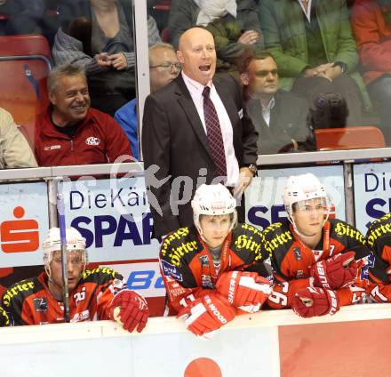 EBEL. Eishockey Bundesliga. KAC gegen UPC Vienna Capitals.  Trainer Doug Mason (KAC). Klagenfurt, am 10.10.2014.
Foto: Kuess 

---
pressefotos, pressefotografie, kuess, qs, qspictures, sport, bild, bilder, bilddatenbank