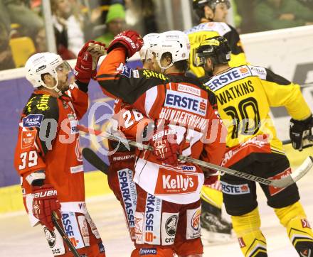 EBEL. Eishockey Bundesliga. KAC gegen UPC Vienna Capitals. Torjubel  (KAC). Klagenfurt, am 10.10.2014.
Foto: Kuess 

---
pressefotos, pressefotografie, kuess, qs, qspictures, sport, bild, bilder, bilddatenbank