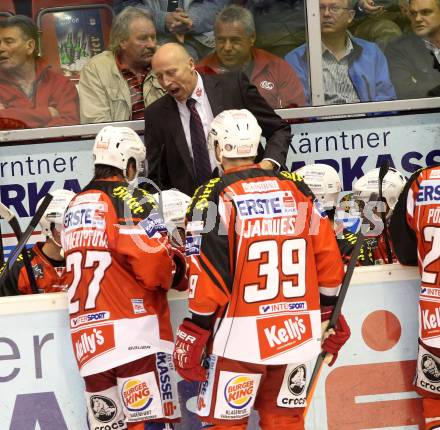 EBEL. Eishockey Bundesliga. KAC gegen UPC Vienna Capitals. Trainer Doug Mason (KAC). Klagenfurt, am 10.10.2014.
Foto: Kuess 

---
pressefotos, pressefotografie, kuess, qs, qspictures, sport, bild, bilder, bilddatenbank