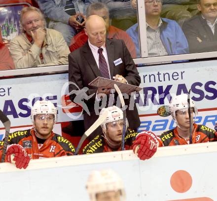 EBEL. Eishockey Bundesliga. KAC gegen UPC Vienna Capitals.  Trainer Doug Mason (KAC). Klagenfurt, am 10.10.2014.
Foto: Kuess 

---
pressefotos, pressefotografie, kuess, qs, qspictures, sport, bild, bilder, bilddatenbank