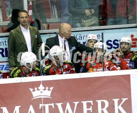 EBEL. Eishockey Bundesliga. KAC gegen UPC Vienna Capitals. Trainer Doug Mason,  (KAC). Klagenfurt, am 10.10.2014.
Foto: Kuess 

---
pressefotos, pressefotografie, kuess, qs, qspictures, sport, bild, bilder, bilddatenbank