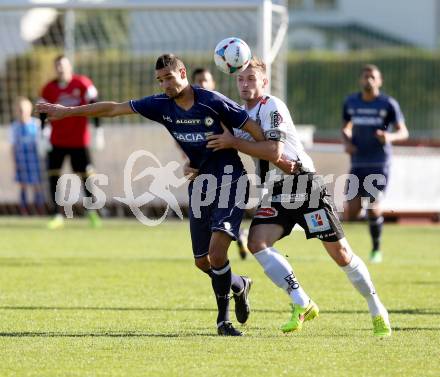 Fussball. Freundschaftsspiel. RZ Pellets WAC gegen Udinese Calcio. Boris Huettenbrenner (WAC), Alexandre Geijo Pazos (Udinese). Villach, 10.10.2014.
Foto: Kuess
---
pressefotos, pressefotografie, kuess, qs, qspictures, sport, bild, bilder, bilddatenbank