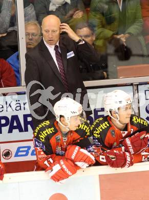 EBEL. Eishockey Bundesliga. KAC gegen UPC Vienna Capitals. Trainer Doug Mason (KAC). Klagenfurt, am 10.10.2014.
Foto: Kuess 

---
pressefotos, pressefotografie, kuess, qs, qspictures, sport, bild, bilder, bilddatenbank