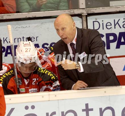 EBEL. Eishockey Bundesliga. KAC gegen UPC Vienna Capitals. Trainer Doug Mason, (KAC). Klagenfurt, am 10.10.2014.
Foto: Kuess 

---
pressefotos, pressefotografie, kuess, qs, qspictures, sport, bild, bilder, bilddatenbank