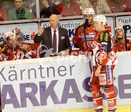 EBEL. Eishockey Bundesliga. KAC gegen UPC Vienna Capitals. Trainer Doug Mason, (KAC). Klagenfurt, am 10.10.2014.
Foto: Kuess 

---
pressefotos, pressefotografie, kuess, qs, qspictures, sport, bild, bilder, bilddatenbank