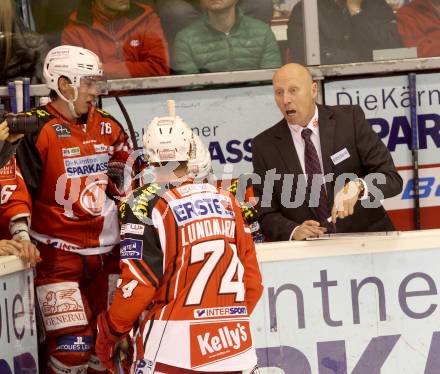 EBEL. Eishockey Bundesliga. KAC gegen UPC Vienna Capitals. Trainer Doug Mason, (KAC). Klagenfurt, am 10.10.2014.
Foto: Kuess 

---
pressefotos, pressefotografie, kuess, qs, qspictures, sport, bild, bilder, bilddatenbank