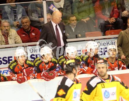 EBEL. Eishockey Bundesliga. KAC gegen UPC Vienna Capitals. trainer Doug Mason (KAC). Klagenfurt, am 10.10.2014.
Foto: Kuess 

---
pressefotos, pressefotografie, kuess, qs, qspictures, sport, bild, bilder, bilddatenbank