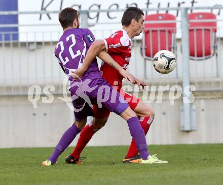 Fussball Regionalliga. SK Austria Klagenfurt gegen Vorwaerts Steyr. Ali Hamdemir, (Austria Klagenfurt), Dragan Dimic  (Vorwaerts Steyr). Klagenfurt, 11.10.2014.
Foto: Kuess
---
pressefotos, pressefotografie, kuess, qs, qspictures, sport, bild, bilder, bilddatenbank