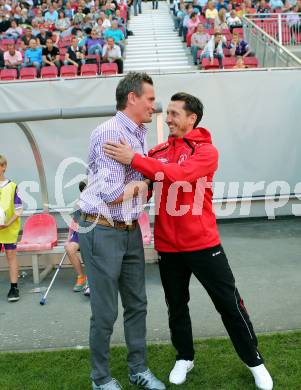 Fussball Regionalliga. SK Austria Klagenfurt gegen Vorwaerts Steyr. Trainer Manfred Bender, (Austria Klagenfurt), Trainer Marcel Ketelaer  (Vorwaerts Steyr). Klagenfurt, 11.10.2014.
Foto: Kuess
---
pressefotos, pressefotografie, kuess, qs, qspictures, sport, bild, bilder, bilddatenbank