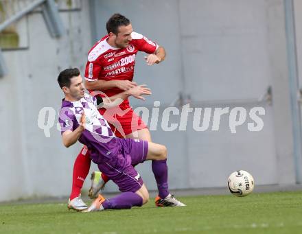 Fussball Regionalliga. SK Austria Klagenfurt gegen Vorwaerts Steyr. Mirnes Becirovic, (Austria Klagenfurt), Rade Djokic (Vorwaerts Steyr). Klagenfurt, 11.10.2014.
Foto: Kuess
---
pressefotos, pressefotografie, kuess, qs, qspictures, sport, bild, bilder, bilddatenbank